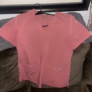 Figs Mauve casma scrub top with Kade cargo pants pink ties